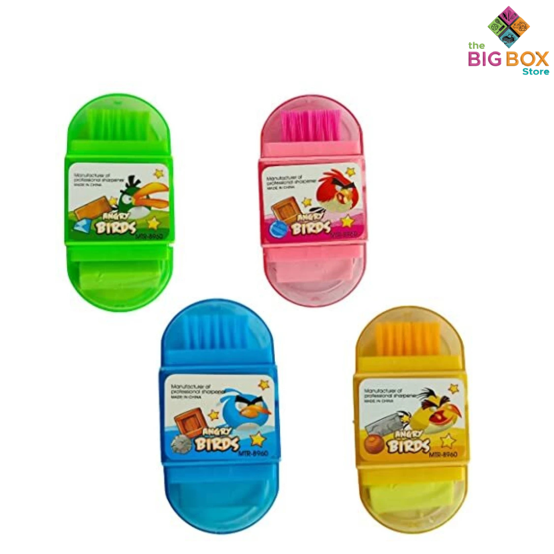 3-in-1 Pencil Sharpener, Eraser & Brush - Angry Birds Design